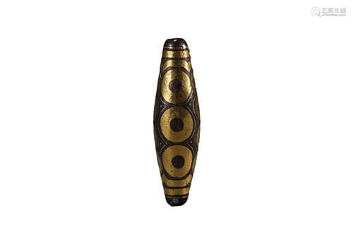 Gold and Silver Inlaying Dzi Bead