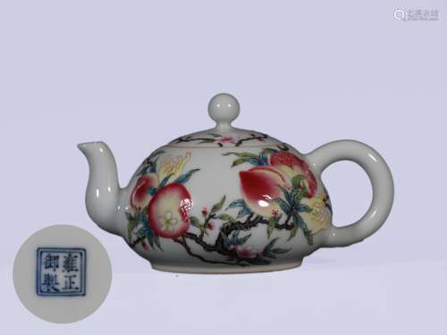 Famille Rose Sanduo Tea Pot