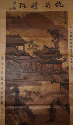 Qiu Ying, Chinese Figure and Pavilion Painting