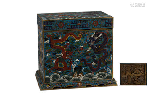 Cloisonne Enamel Dragon and Cloud Box and Cover