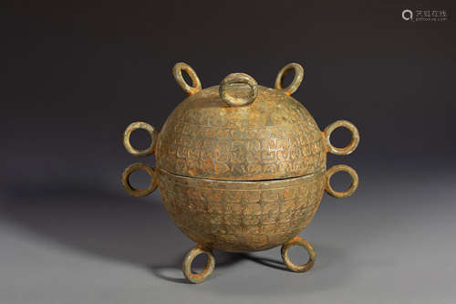 Bronze Tripod Vessel and Cover