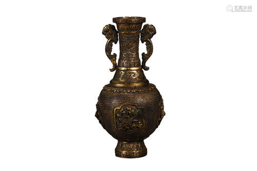 Gilt-Bronze Beast-Eared Vase