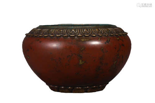 Date-Red Colored Bronze Alms-Form Censer