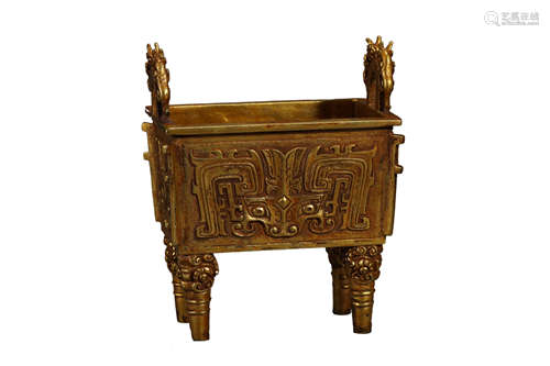 Gilt-Bronze Vessel Ding