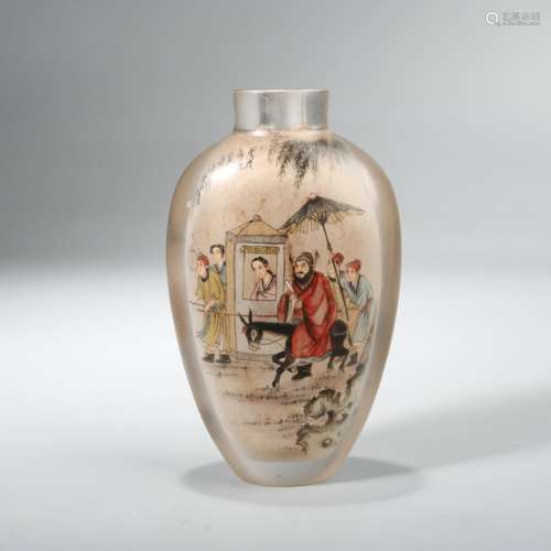 Crystal Snuff Bottle With Inner Painting , China