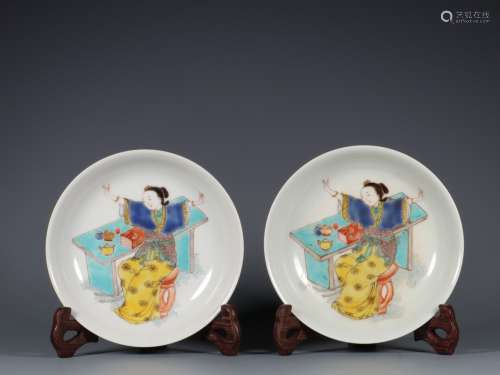 A pair of pastel plates