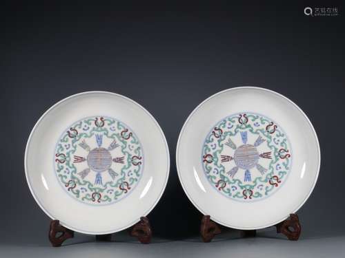 A pair of doucai plates