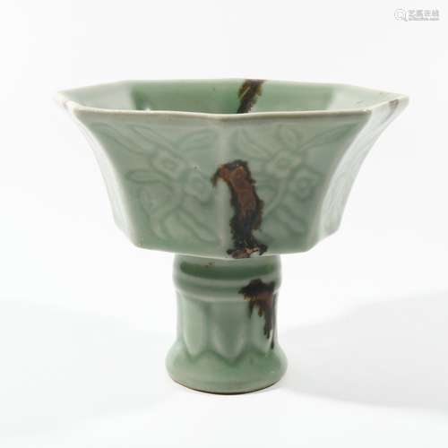 Green Glaze Porcelain Stem Cup, China