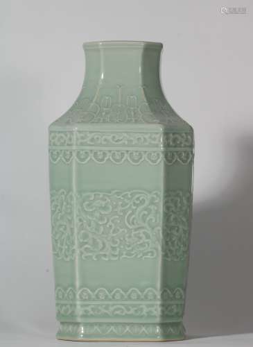 Green Glazed Porcelain Square Bottle, China