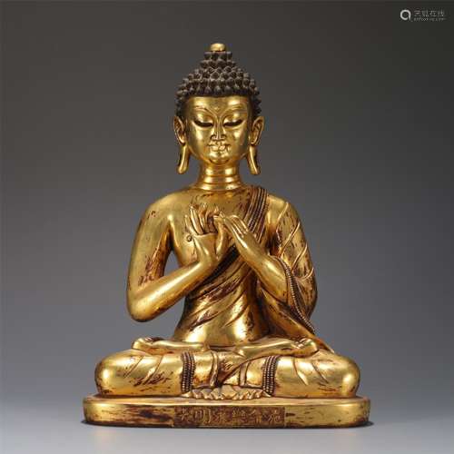 A CHINESE GILT BRONZE FIGURE OR BUDDHA STATUE