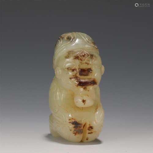 A CHINESE JADE FIGURE STATUE