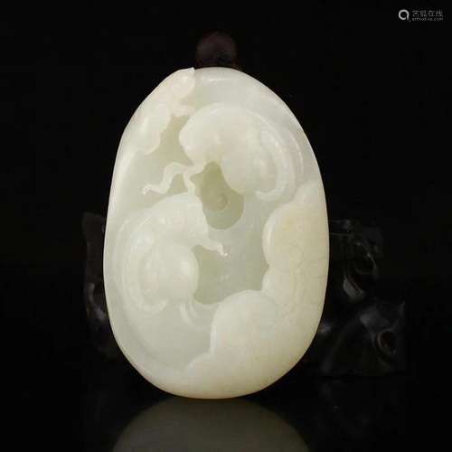 Superb Chinese Qing Dy Hetian Jade Ruyi Sheep Pendant