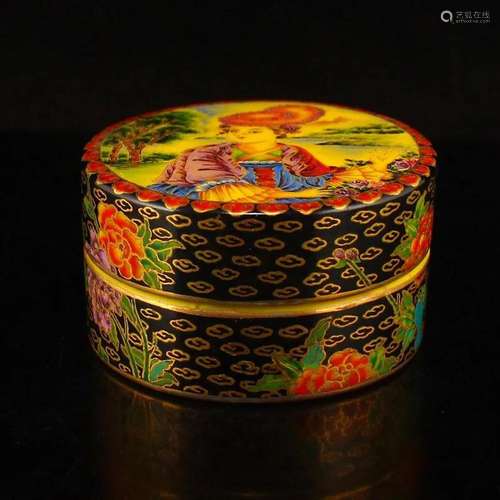 Chinese Gilt Edges Yellow Peking Glass Rouge Box