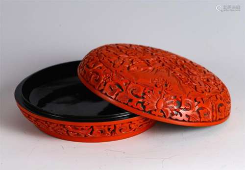 A CHINESE TIXI LACQUER CARVED FLOWERS PATTERN LIDDED BOX