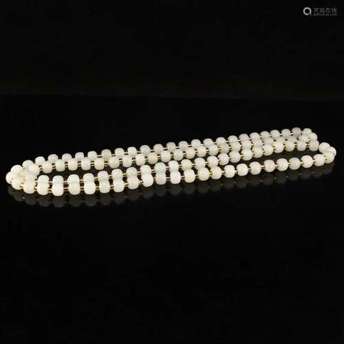 Chinese Natural Hetian Jade Beads Necklace