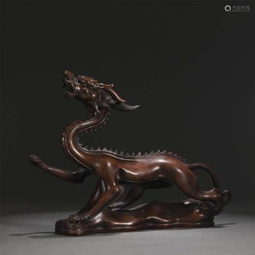 A CHINESE BRONZE DRAGON STATUE