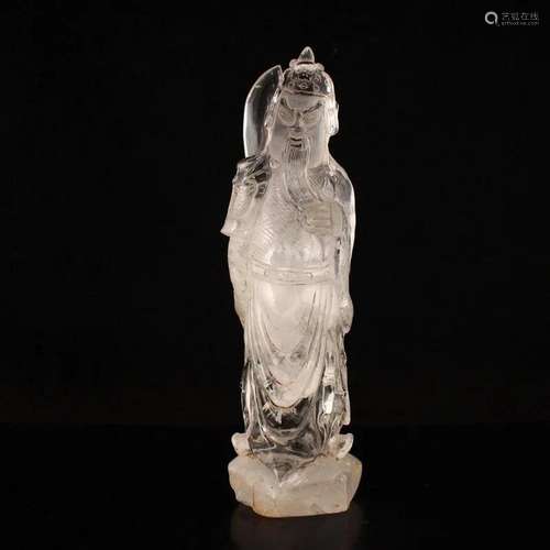 Vintage Chinese Crystal Carved Guangong Statue