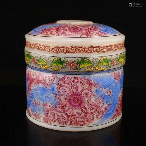 Chinese Famille Rose Peking Glass Jewelry Box