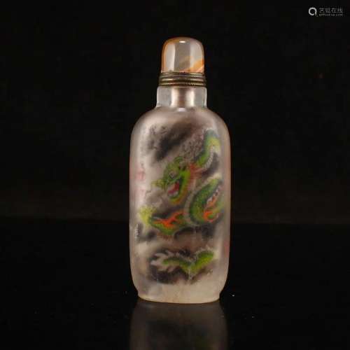 Crystal Inside Painting Lucky Dragon Snuff Bottle