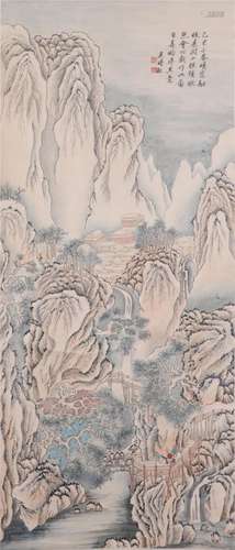 A CHINESE PAINTING OF MOUNTAINS LANDSCAPE