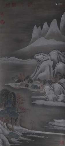 A CHINESE PAINTING OF MOUNTAINS LANDSCAPE