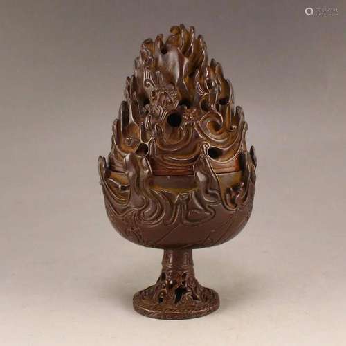 Vintage Chinese Red Copper Incense Burner