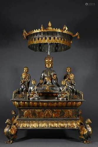 Gilt Bronze Gautama Buddha Figure Ornament