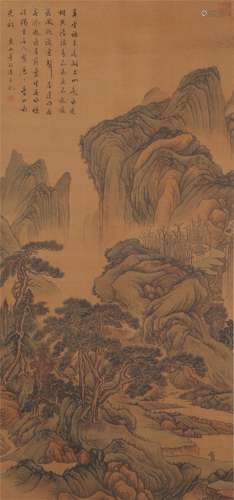 A CHINESE PAINTING OF MOUNTAINS LANDSCAPE