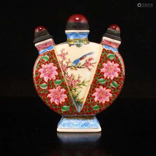 Famille Rose Peking Glass Conjoined Snuff Bottle