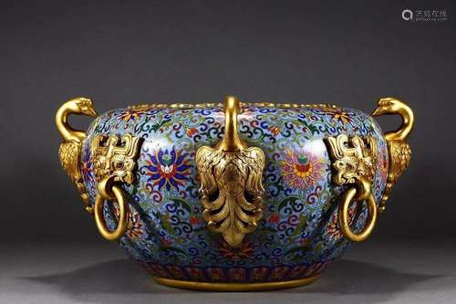 Qing Dynasty Qianlong Period - Bronze Cloisonne Floral