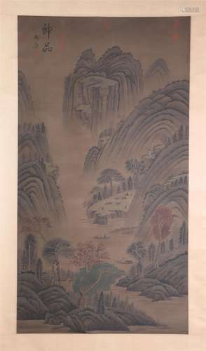 A CHINESE PAINTING OF MOUNTAINS LANDSCAPE