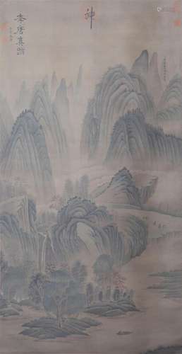 A CHINESE PAINTING OF MOUNTAINS LANDSCAPE