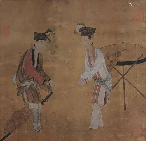 A CHINESE PAINTING OF FIGURE STORY