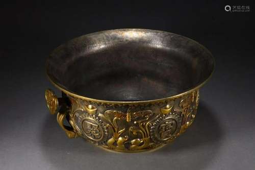 Ming Dynasty - Gilt Bronze Treasure Bowl