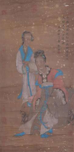 A CHINESE PAINTING OF FIGURE STORY