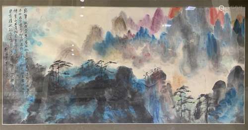 A CHINESE PAINTING OF MOUNTAINS LANDSCAPE