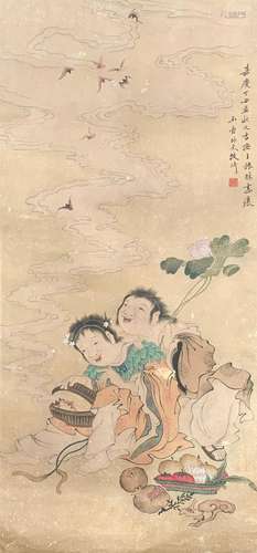 A CHINESE PAINTING OF FIGURE STORY