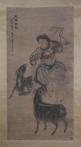 A CHINESE PAINTING OF FIGURE STORY