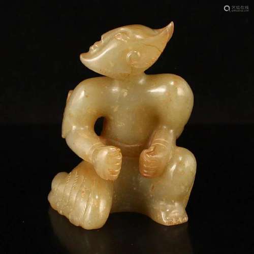 Superb Vintage Chinese Hetian Jade Figure Statue