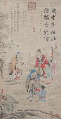 A CHINESE PAINTING OF FIGURE STORY