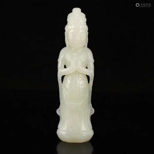 Superb Chinese Hetian Jade Kwan-Yin Pendant