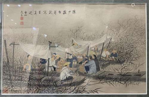 A CHINESE PAINTING OF FIGURE STORY