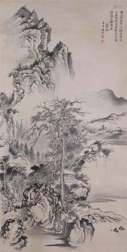 A CHINESE PAINTING OF MOUNTAINS LANDSCAPE