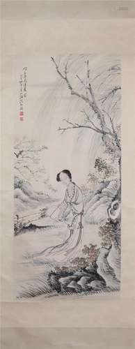 A CHINESE PAINTING OF FIGURE STORY