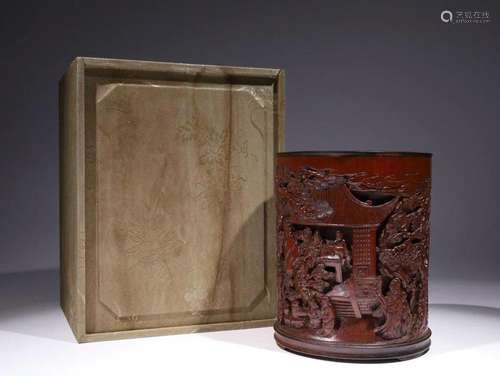 Qing Dynasty - Bamboo Landscape Character Story Brush