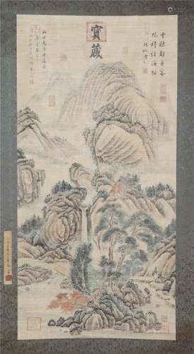 A CHINESE PAINTING OF MOUNTAINS LANDSCAPE