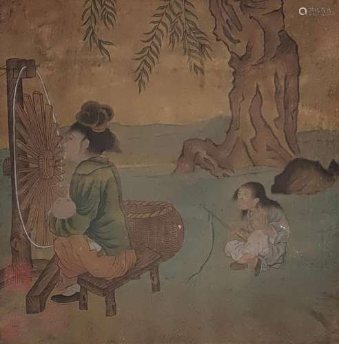 A CHINESE PAINTING OF FIGURE STORY