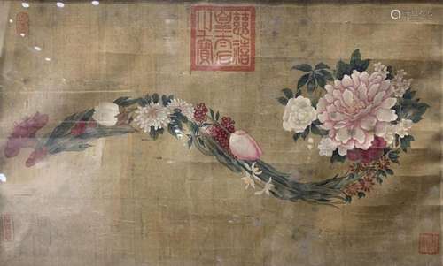 A CHINESE PAINTING OF FLOWERS