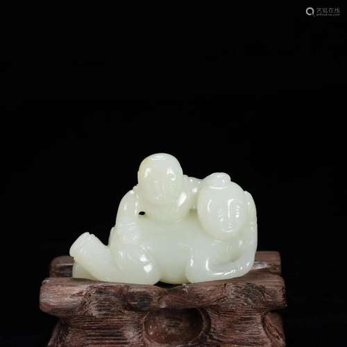 Qing Dynasty - White Jade Boy Hand Piece