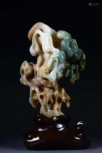 Qing Dynasty - Hetian Jade Rockery Ornament